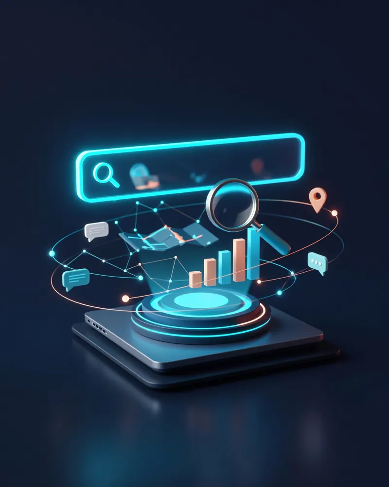 Ilustración del servicio Posicionamiento SEO y GEO para PYMEs